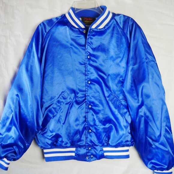 Vintage Baseball Blue Jacket Size L USA Philomath Frolic & Rodeo Back Print - Picture 2 of 10